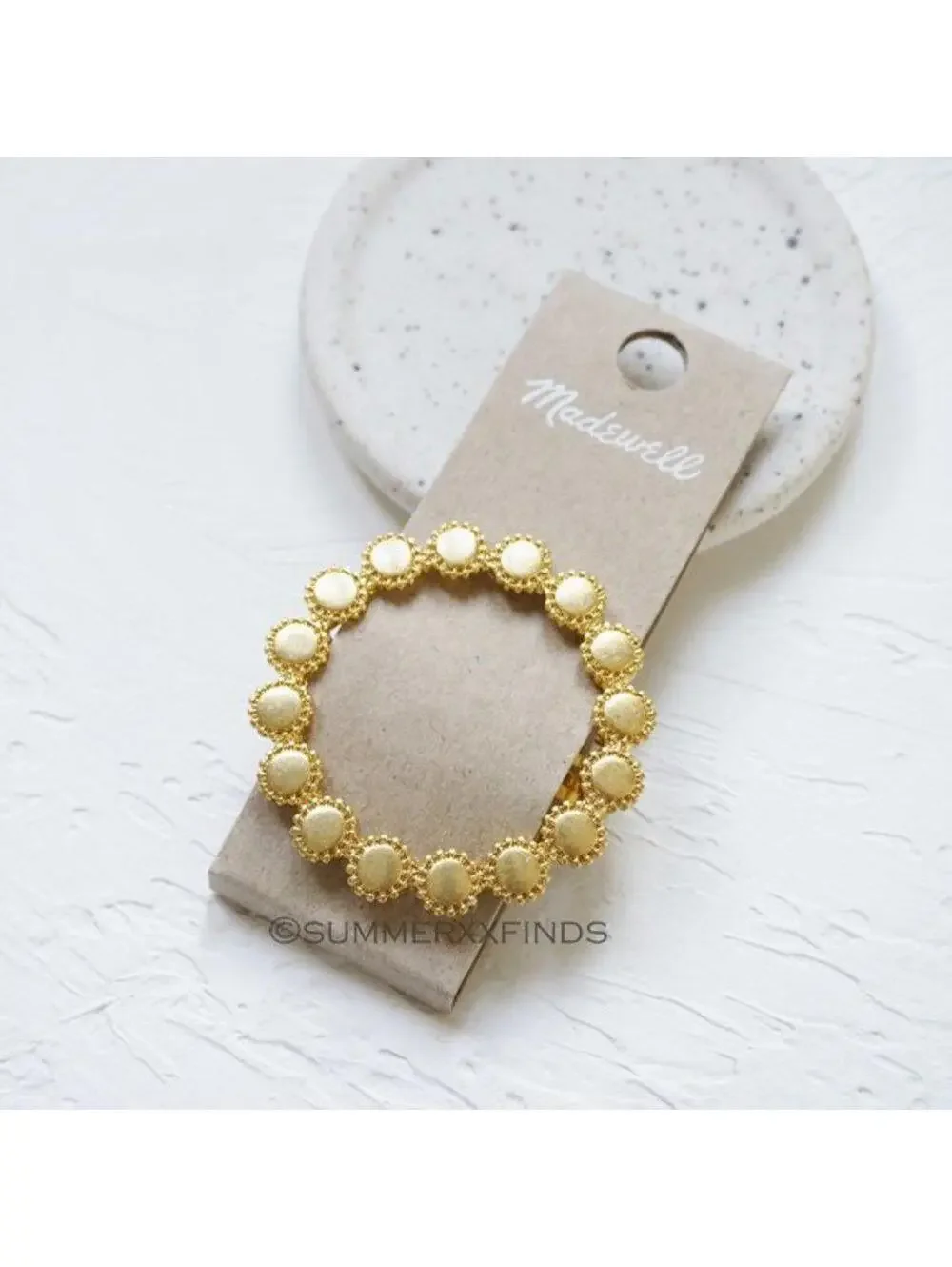 Madewell Floral Circle Barrette in Vintage Gold
